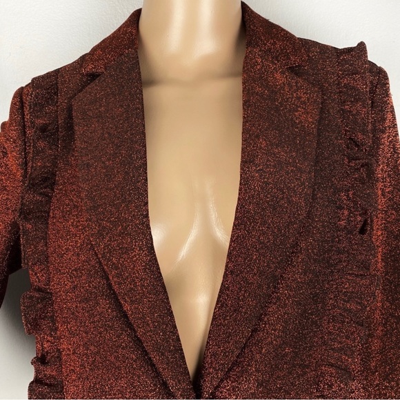 NEW SCOTCH & SODA METALLIC RUFFLED BLAZER - Picture 4 of 10
